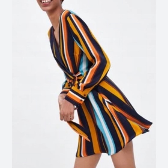 Zara Satin Mini Wrap Dress - Picture 2 of 9